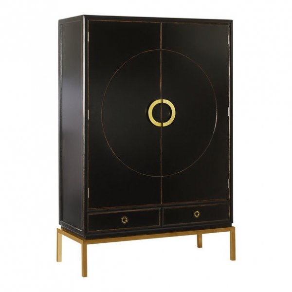 Шкаф China Rack Black Черный Золотой Шкаф China Rack Black Черный Золотой в Барнауле | Loft Concept