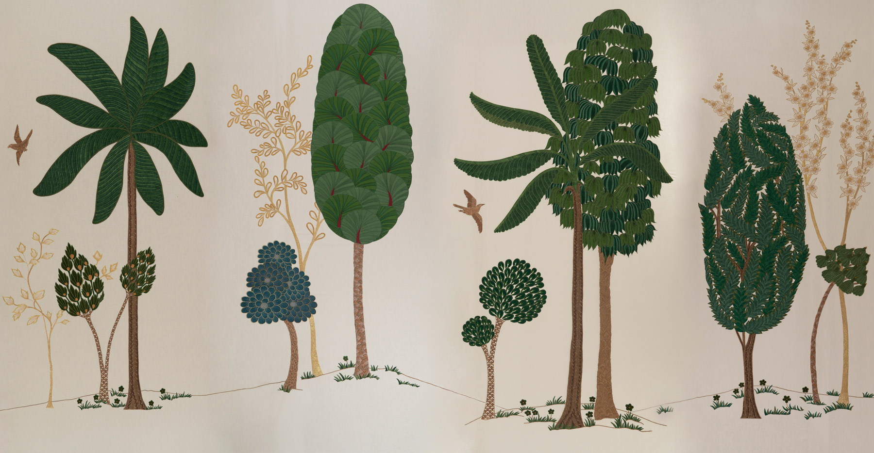 Обои ручная роспись Mughal Trees Original colourway on linen - постер Loft-Concept в Барнауле