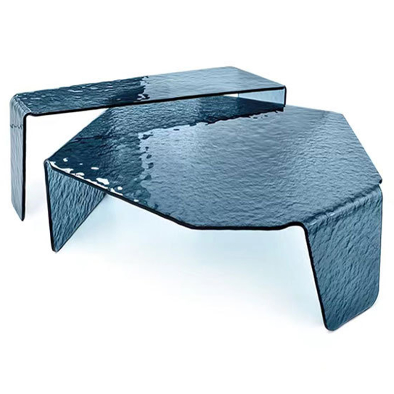 Комплект кофейных столиков Water Surface Glass Coffee Tables Синий Комплект кофейных столиков Water Surface Glass Coffee Tables Синий в Барнауле | Loft Concept