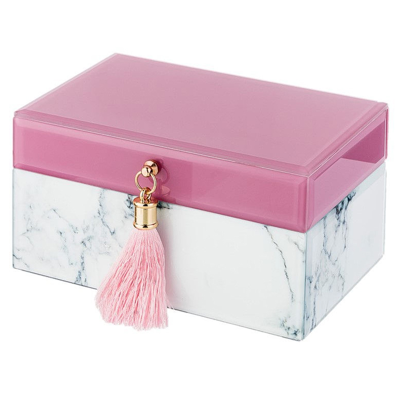 Шкатулка Pink Glass Imitation Marble Box Розовый Белый Шкатулка Pink Glass Imitation Marble Box Розовый Белый в Барнауле | Loft Concept