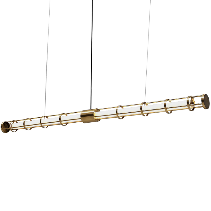 Линейный подвесной светильник Awais Rigs Linear Hanging Lamp Золотой Белый Линейный подвесной светильник Awais Rigs Linear Hanging Lamp Золотой Белый в Барнауле | Loft Concept