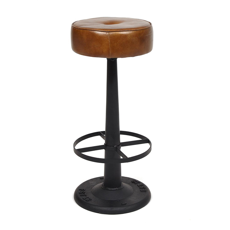 Барный стул Industrial leather bar stool Коричневый Черный Барный стул Industrial leather bar stool Коричневый Черный в Барнауле | Loft Concept