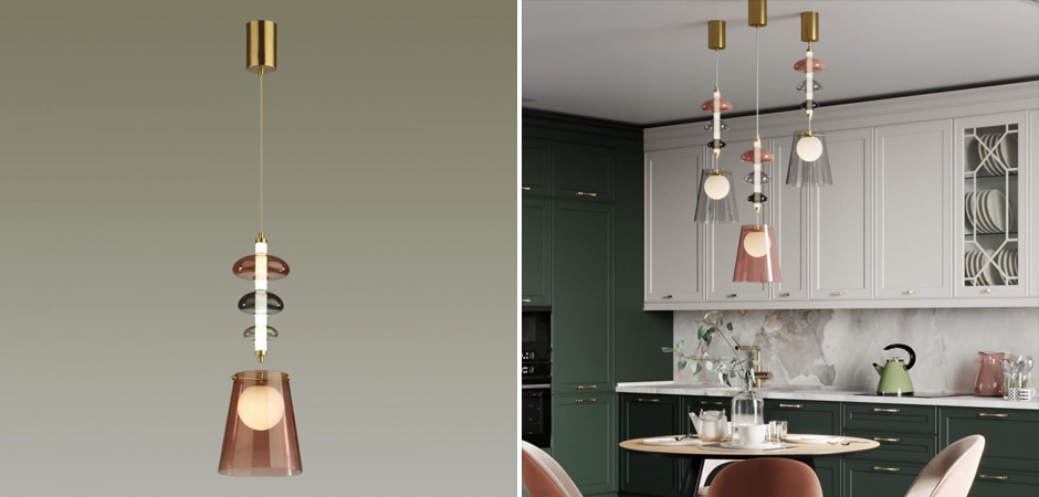 Подвесной светильник Contemporan Pink с цветным стеклом Подвесной светильник Contemporan Pink с цветным стеклом - Loft-Concept в Барнауле