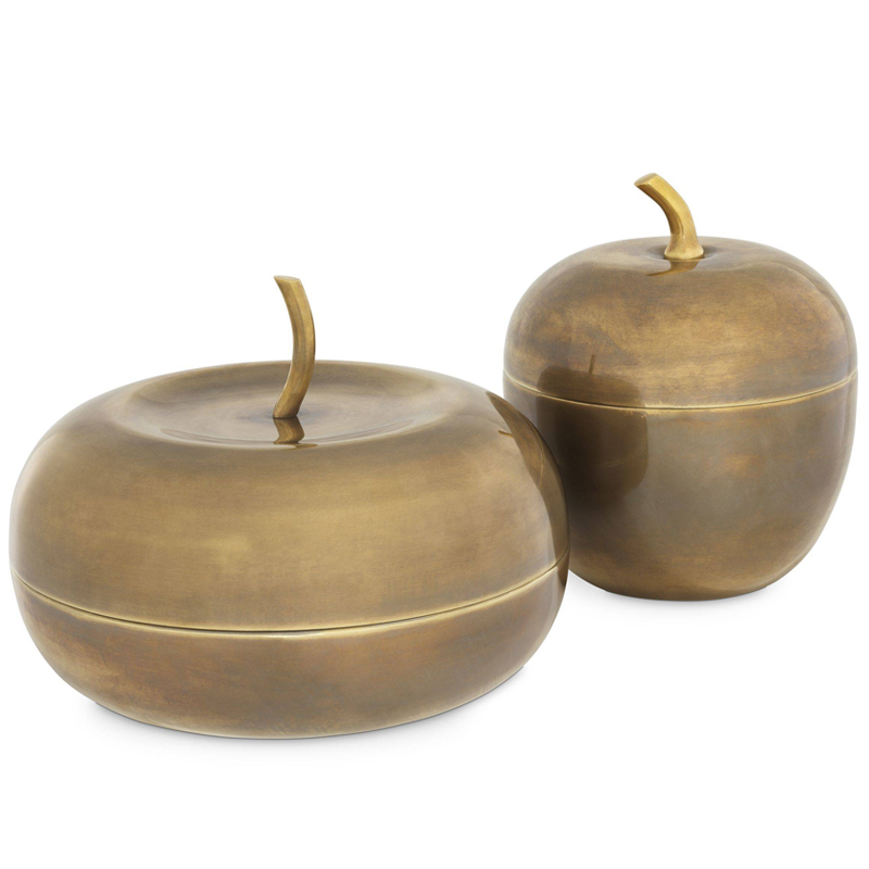 Комплект шкатулок Eichholtz Box Apple Set of 2 brass Винтажная латунь Комплект шкатулок Eichholtz Box Apple Set of 2 brass Винтажная латунь в Барнауле | Loft Concept