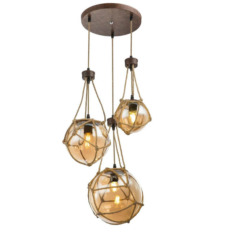Светильник LOFT ROPE Three Balls Черный Коричневый Светильник LOFT ROPE Three Balls Черный Коричневый в Барнауле | Loft Concept