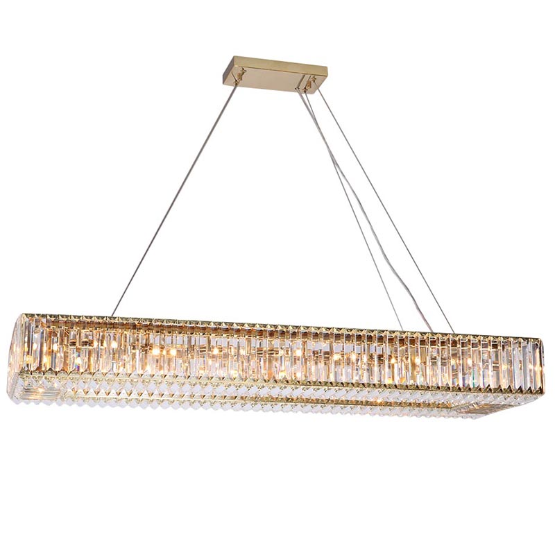 Люстра Darleen Crystal Gold Rectangular Chandelier Золотой Прозрачный (Transparent) Люстра Darleen Crystal Gold Rectangular Chandelier Золотой Прозрачный (Transparent) в Барнауле | Loft Concept