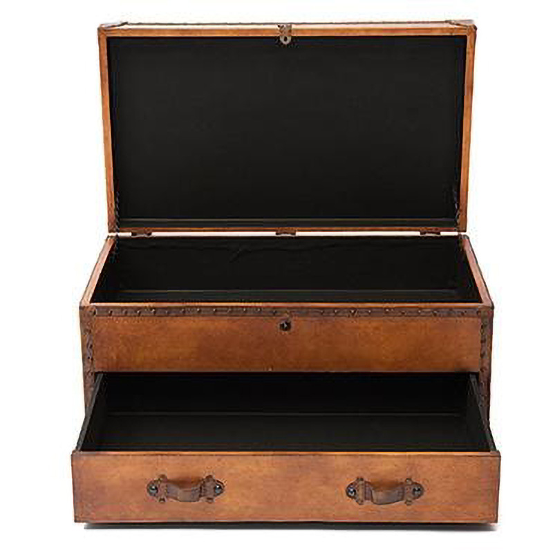 Стол-сундук Vintage buffalo leather chest-table Коричневый винтаж в Барнауле | Loft Concept 
