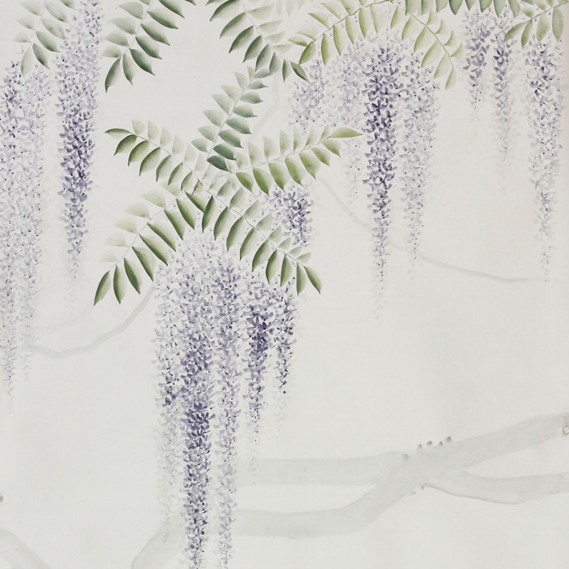 Обои в японском стиле Wisteria Lavender on Natural Mica metallic silk  в Барнауле | Loft Concept 
