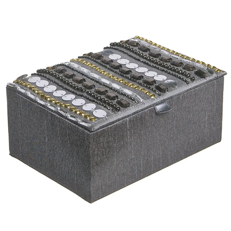 Шкатулка с вышивкой из бисера Kinue Beads Embroidery Box Серебряный Серый Золотой Шкатулка с вышивкой из бисера Kinue Beads Embroidery Box Серебряный Серый Золотой в Барнауле | Loft Concept