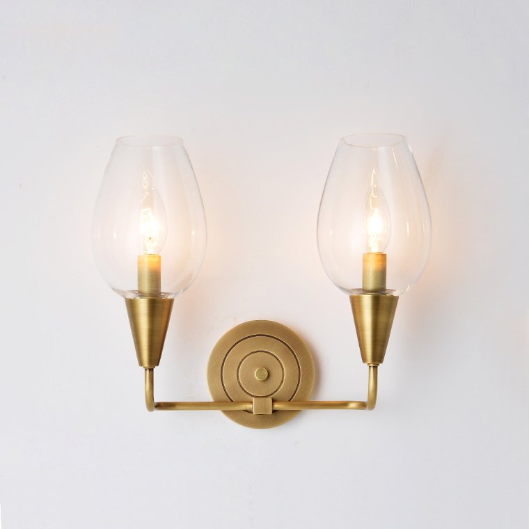 Бра VIOLA WALL Clear Lamp Double Латунь Прозрачное Стекло Бра VIOLA WALL Clear Lamp Double Латунь Прозрачное Стекло в Барнауле | Loft Concept