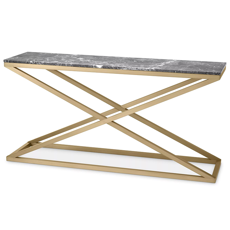 Консоль Eichholtz Console Table Criss Cross Латунь Серый Консоль Eichholtz Console Table Criss Cross Латунь Серый в Барнауле | Loft Concept