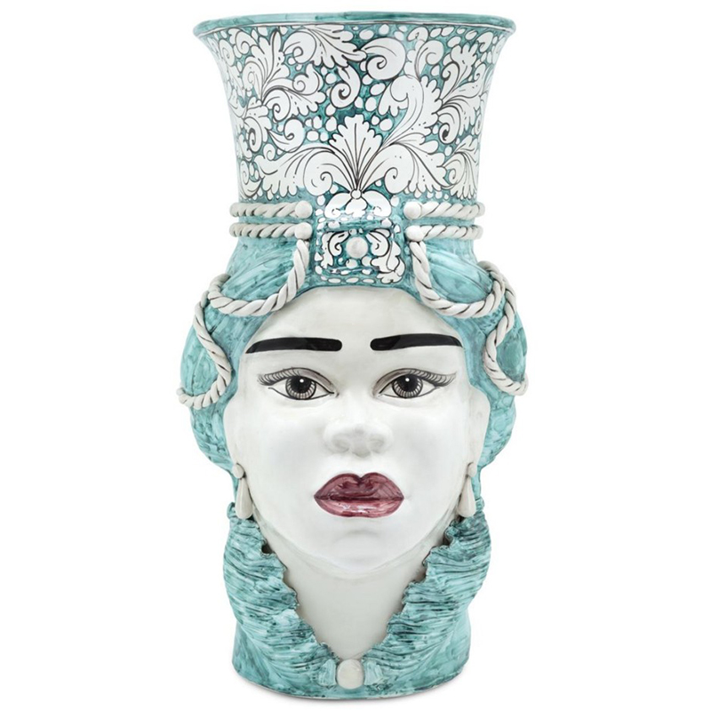 Ваза Vase Moro Lady Giant Ornate Malachite Бирюзовый Белый Ваза Vase Moro Lady Giant Ornate Malachite Бирюзовый Белый в Барнауле | Loft Concept