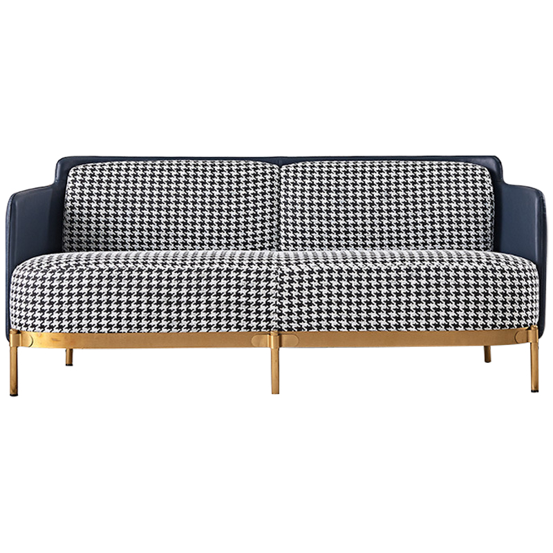 Диван Pied de Poule Blue Sofa Черно-белый Синий Латунь Диван Pied de Poule Blue Sofa Черно-белый Синий Латунь в Барнауле | Loft Concept