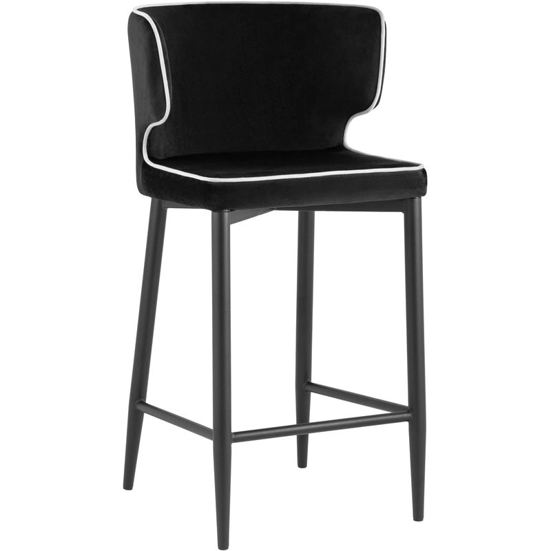 Стул Полубарный Chair посадка 65 см Черный Велюр с Белым кантом Черный Белый Стул Полубарный Chair посадка 65 см Черный Велюр с Белым кантом Черный Белый в Барнауле | Loft Concept