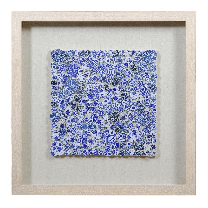 Панно Blue and White Mosaic square Белый Синий Бежевый в Барнауле | Loft Concept 