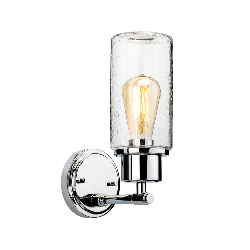 Бра с цилиндрическим прозрачным плафоном из стекла с пузырьками Elstead Lighting Хром Прозрачное Стекло в Барнауле | Loft Concept 