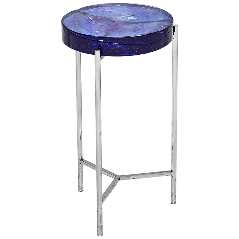 Приставной стол Blue Lollipop Side Table Синий Никель Приставной стол Blue Lollipop Side Table Синий Никель в Барнауле | Loft Concept