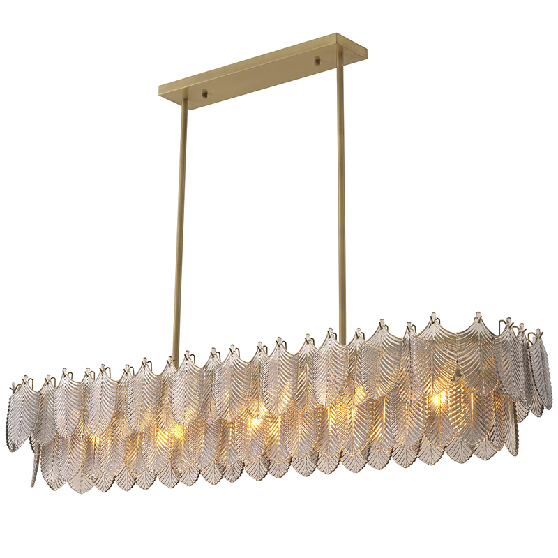 Люстра Eichholtz Chandelier Verbier Rectangular Стекло Смок Латунь в Барнауле | Loft Concept 