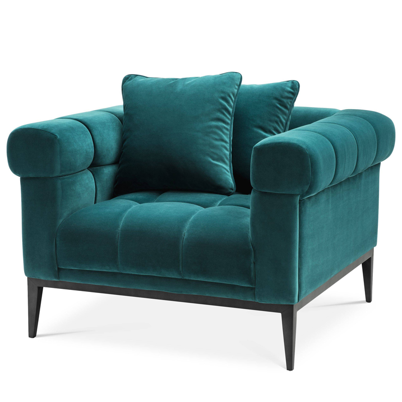 Кресло Eichholtz Chair Aurelio sea green Бирюзовый Черный в Барнауле | Loft Concept 