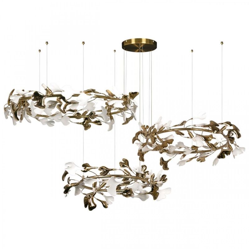 Люстра Триптих Wintery flover Gold с Белыми плафонами Золотой Белый в Барнауле | Loft Concept 