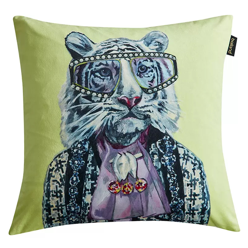Декоративная подушка Стиль Gucci Tiger Cushion Green Салатовый Сиреневый Мульти Декоративная подушка Стиль Gucci Tiger Cushion Green Салатовый Сиреневый Мульти в Барнауле | Loft Concept