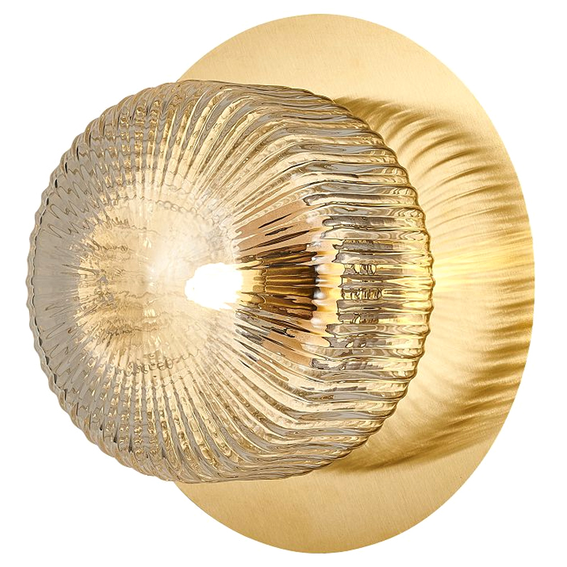 Бра с рельефным плафоном Blown Glass Латунь Прозрачный Бра с рельефным плафоном Blown Glass Латунь Прозрачный в Барнауле | Loft Concept
