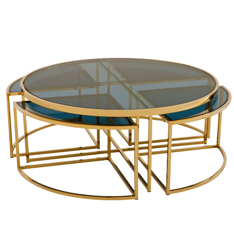 Кофейный стол Eichholtz Coffee Table Padova Gold Золотой Стекло Смок в Барнауле | Loft Concept 