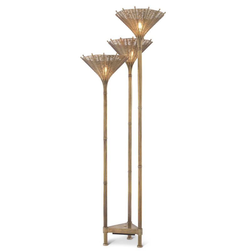 Торшер Eichholtz Floor Lamp Kon Tiki Triple Винтажная латунь в Барнауле | Loft Concept 