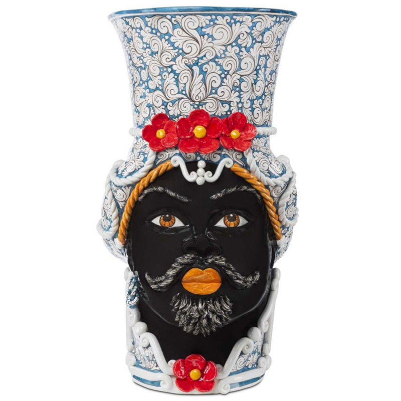 Ваза Vase Moro Man Giant Flower Blue and Red Голубой Черный Красный Мульти Белый Ваза Vase Moro Man Giant Flower Blue and Red Голубой Черный Красный Мульти Белый в Барнауле | Loft Concept