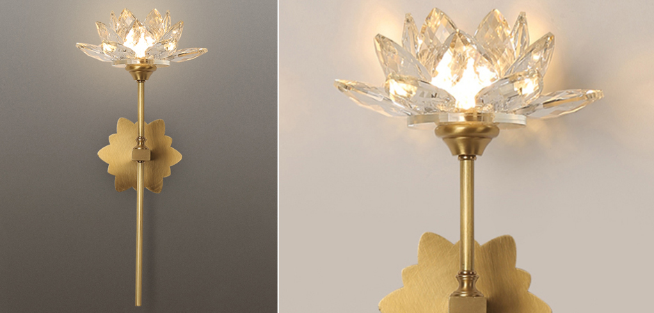 Настенный светильник Хрустальный Цветок Лотоса Lotus flower Wall Clear Glass C Настенный светильник Хрустальный Цветок Лотоса Lotus flower Wall Clear Glass C - Loft-Concept в Барнауле