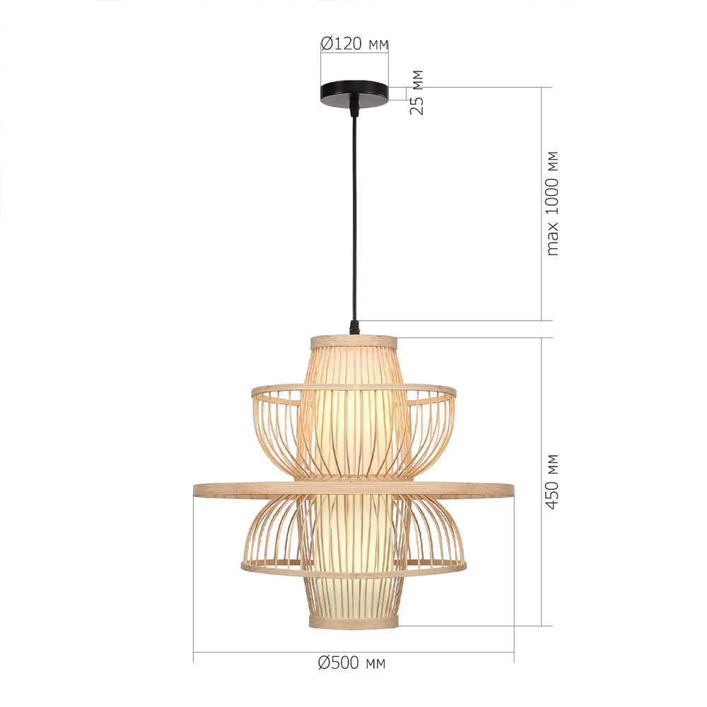 Подвесной светильник фигурный из деревянных прутьев с плафоном из натуральной ткани Light Inside the Cell в Барнауле