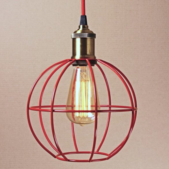 Подвесной светильник Wire Cage Pendant Ball Red Красный Подвесной светильник Wire Cage Pendant Ball Red Красный в Барнауле | Loft Concept