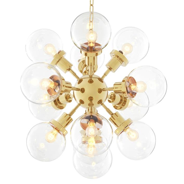 Люстра Chandelier Ludlow Gold Глянцевое золото Прозрачное Стекло Люстра Chandelier Ludlow Gold Глянцевое золото Прозрачное Стекло в Барнауле | Loft Concept