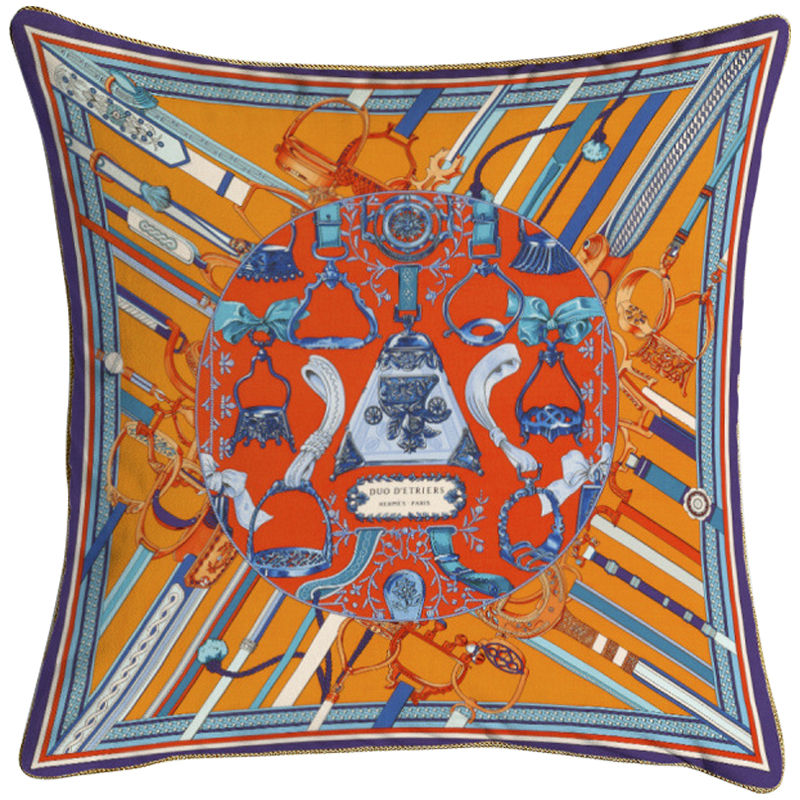 Декоративная подушка Hermes 63 Мульти Оранжевый Красный Синий Декоративная подушка Hermes 63 Мульти Оранжевый Красный Синий в Барнауле | Loft Concept