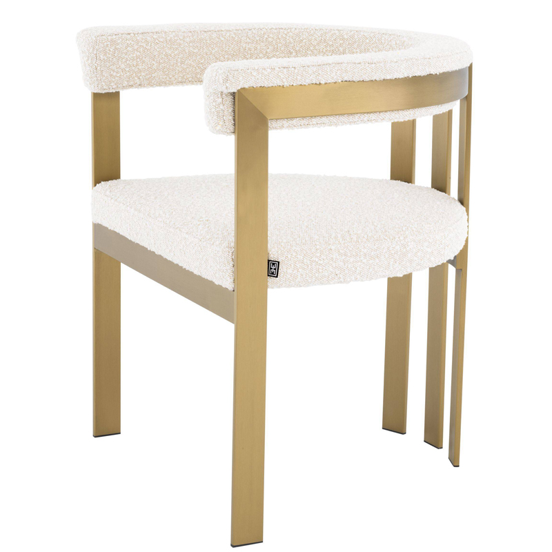 Стул Eichholtz Dining Chair Clubhouse boucle cream Кремовый Латунь Стул Eichholtz Dining Chair Clubhouse boucle cream Кремовый Латунь в Барнауле | Loft Concept