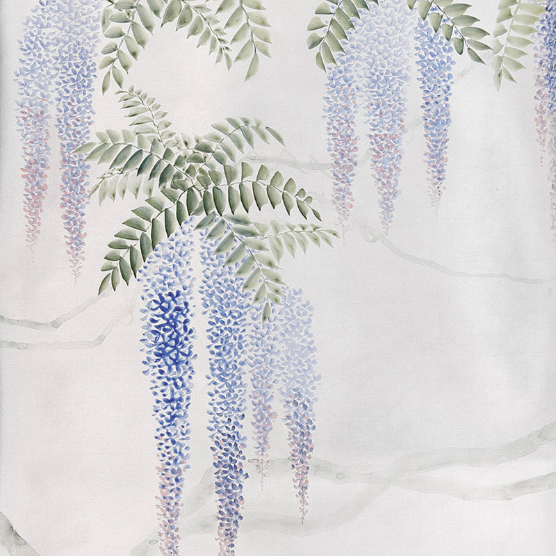 Обои в Японском стиле Wisteria Colourway SC-97 on Sterling Silver gilded silk Обои в Японском стиле Wisteria Colourway SC-97 on Sterling Silver gilded silk в Барнауле | Loft Concept