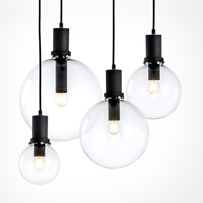 Подвесной светильник Glass Globe Black Прозрачное Стекло Черный Подвесной светильник Glass Globe Black Прозрачное Стекло Черный в Барнауле | Loft Concept