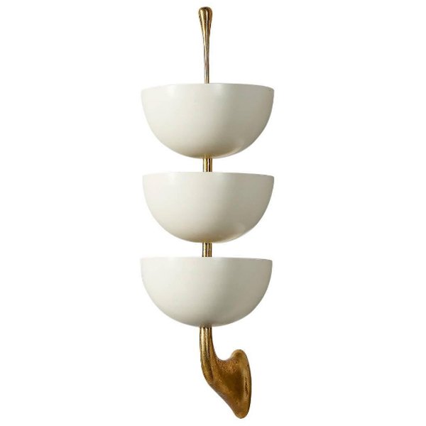 Бра Stilnovo Rare Pair of Stamped Sconces Белый Золотой Бра Stilnovo Rare Pair of Stamped Sconces Белый Золотой в Барнауле | Loft Concept