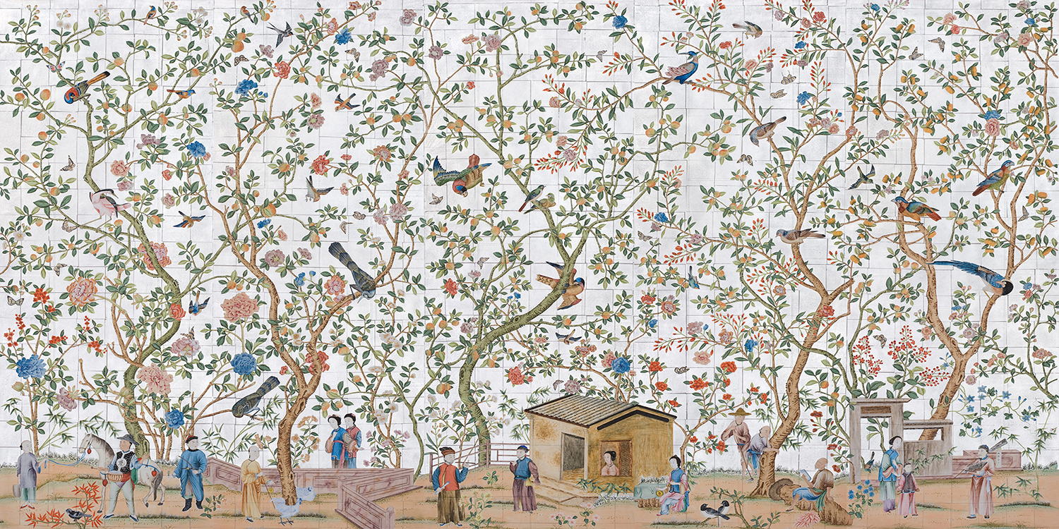 Обои ручная роспись Abbotsford Mauve Silver - фото