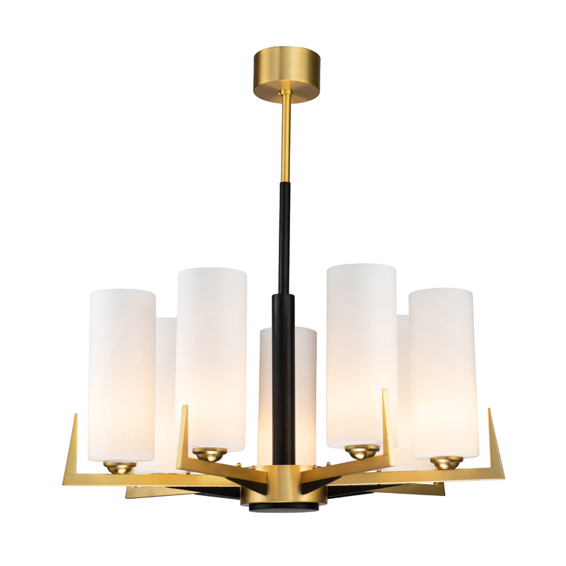 Люстра Benoit Chandelier 75 Латунь Белое матовое стекло Черный Люстра Benoit Chandelier 75 Латунь Белое матовое стекло Черный в Барнауле | Loft Concept