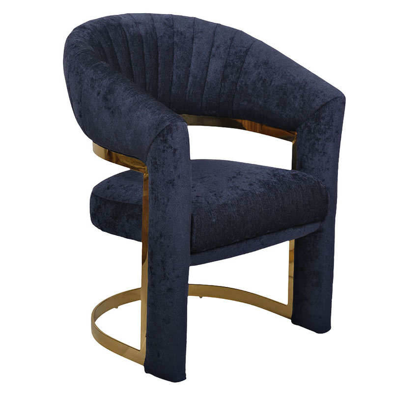 Полукресло Valbonne Chair blue velour Синий Глянцевое золото Полукресло Valbonne Chair blue velour Синий Глянцевое золото в Барнауле | Loft Concept