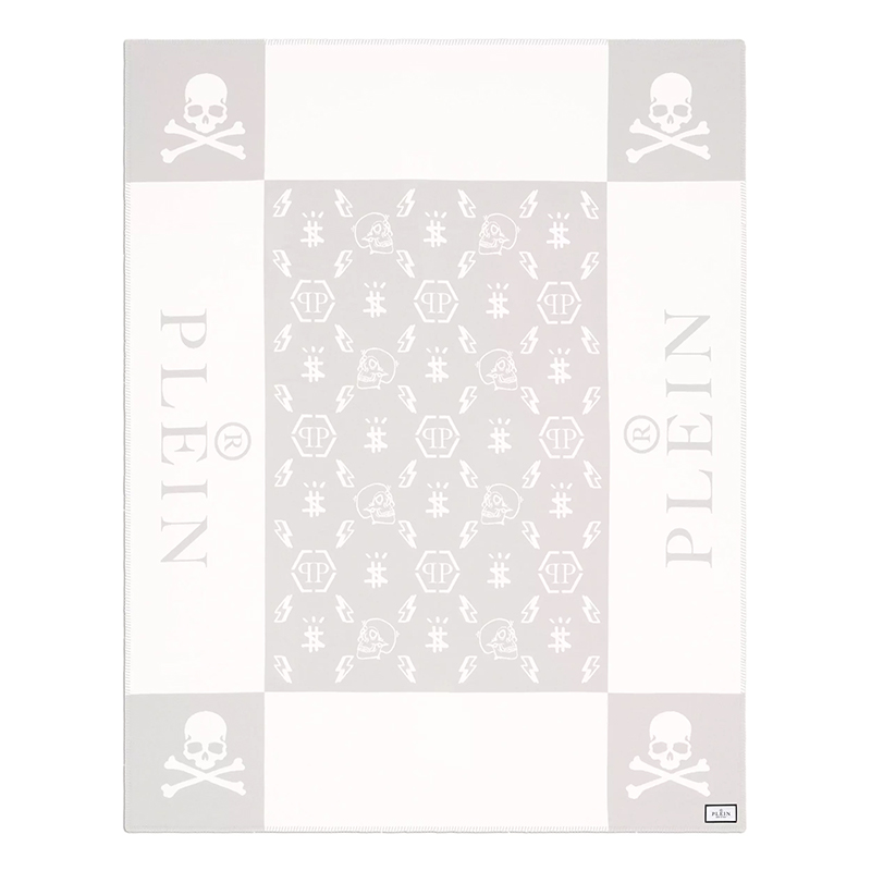 Плед Philipp Plein Plaid Cashmere Skull Grey Серый Белый Плед Philipp Plein Plaid Cashmere Skull Grey Серый Белый в Барнауле | Loft Concept