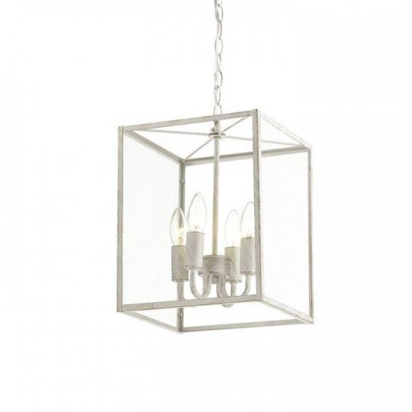 Подвесной светильник Loft Industrial Ortogonal Pendant Cube White 4 Прозрачное Стекло Белый в Барнауле | Loft Concept 