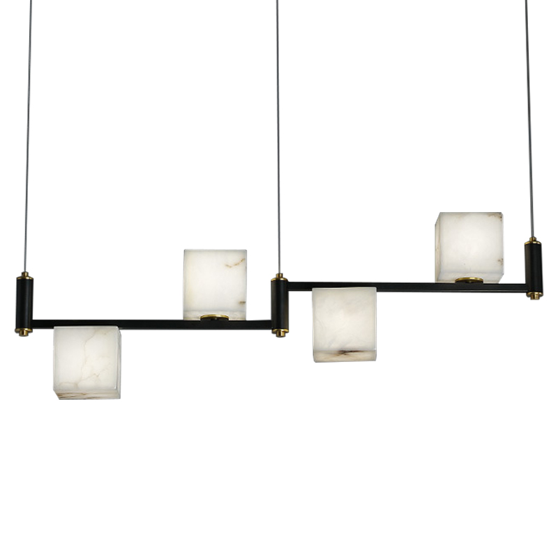 Люстра Marble Cubes Modern Light Chandelier 4 плафона Черный Белый Мрамор Bianco Латунь Люстра Marble Cubes Modern Light Chandelier 4 плафона Черный Белый Мрамор Bianco Латунь в Барнауле | Loft Concept