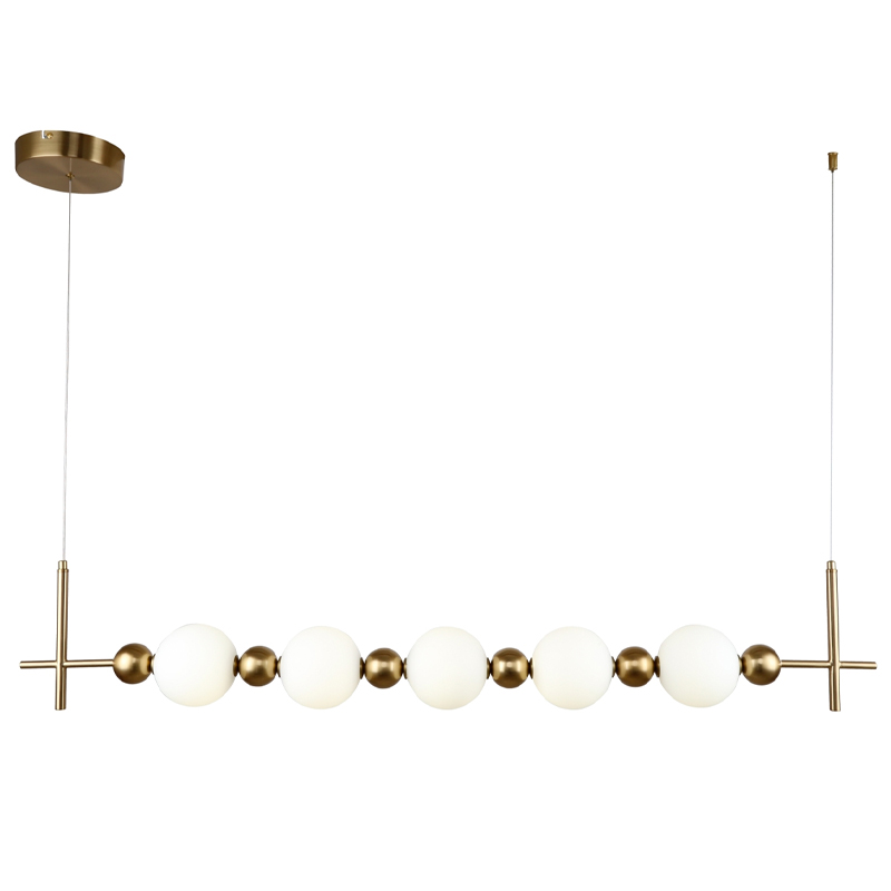 Линейная люстра PEARLS SUSPENSION Белый Латунь Линейная люстра PEARLS SUSPENSION Белый Латунь в Барнауле | Loft Concept