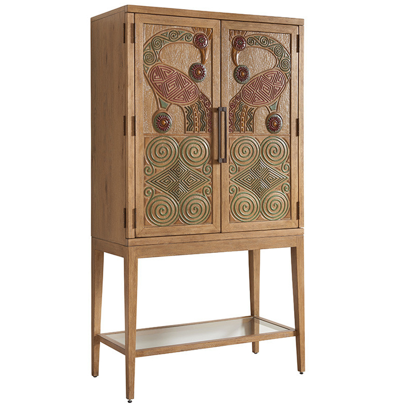 Шкаф CAMEROON BAR CABINET Коричневый Зеленый Красный Прозрачный Шкаф CAMEROON BAR CABINET Коричневый Зеленый Красный Прозрачный в Барнауле | Loft Concept