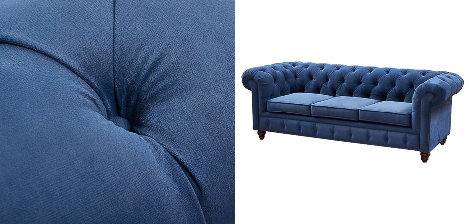Диван Mini Kensington Sofa triple blue velor Диван Mini Kensington Sofa triple blue velor - Loft-Concept в Барнауле