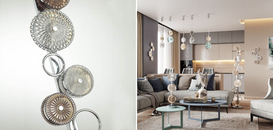 Торшер с рельефным стеклом Glass Peonies Торшер с рельефным стеклом Glass Peonies - Loft-Concept в Барнауле