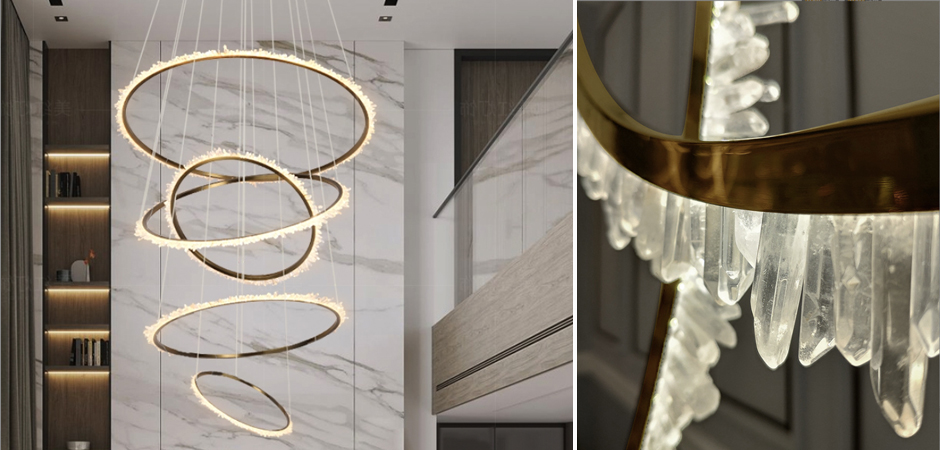 Люстра для высокого потолка Большие Кольца с кристаллами chandelier Large Rings Crystals Люстра для высокого потолка Большие Кольца с кристаллами chandelier Large Rings Crystals - Loft-Concept в Барнауле