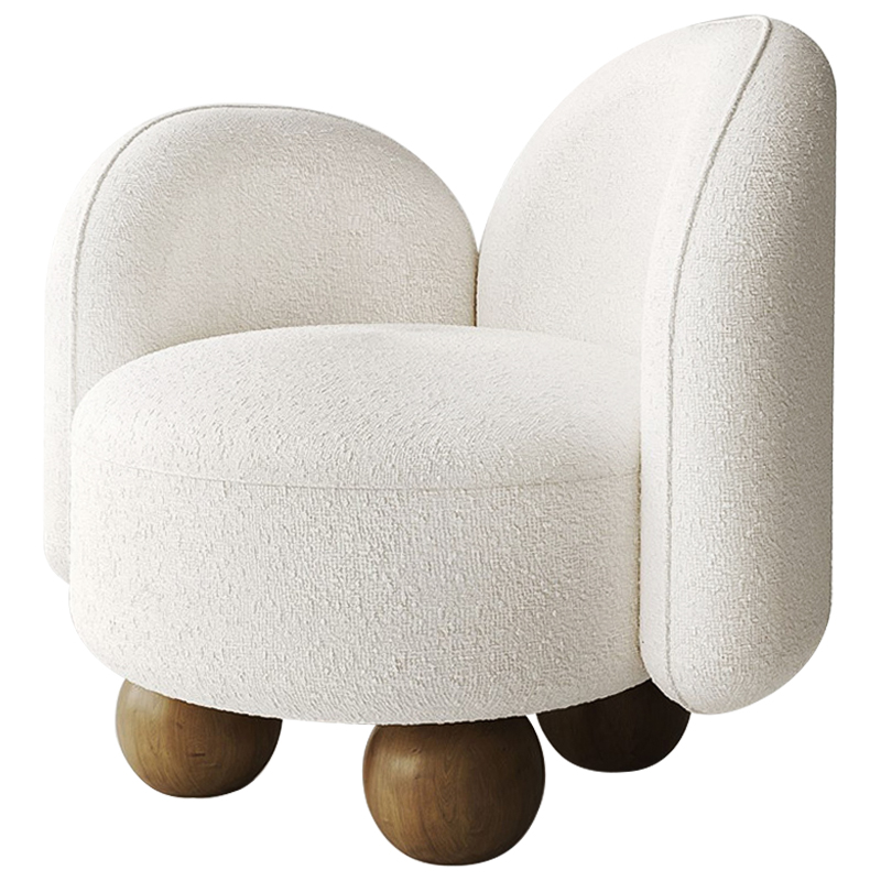 Кресло White Wooden Balls Белый Коричневый Кресло White Wooden Balls Белый Коричневый в Барнауле | Loft Concept